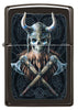 Front of Anne Stokes Viking Skull High Polish Black windproof lighter