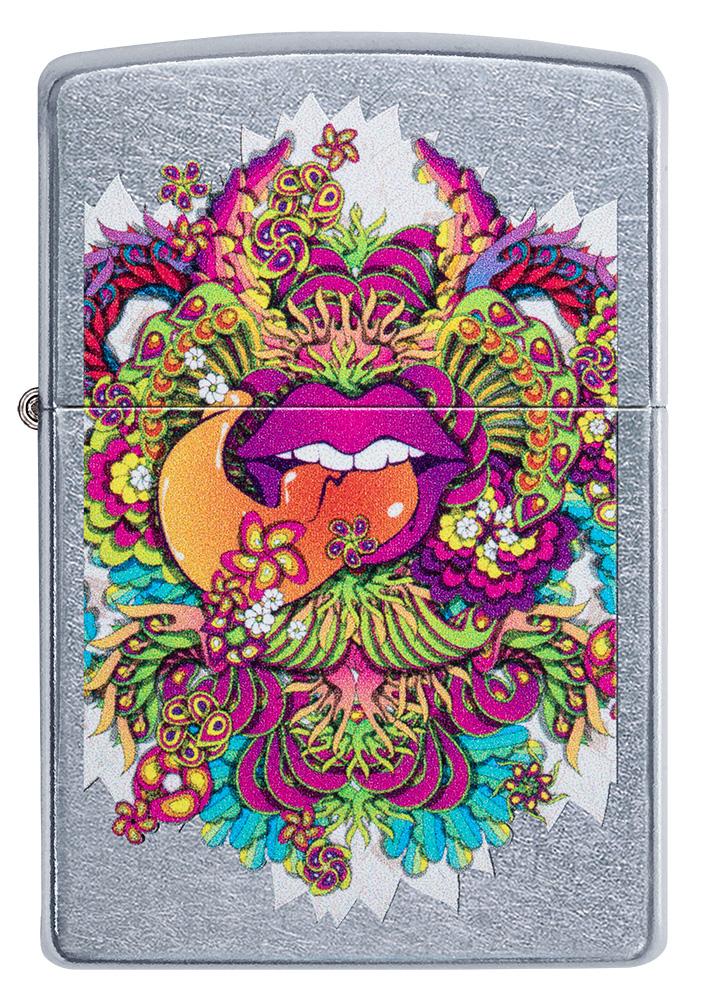 Front of Psychedelic Lip Design Street Chrome Lighter