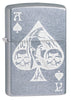 Ace of Spades Goth Street Chrome windproof lighter facing forward at a 3/4 angle