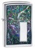 Colorful Venetian Design High Polish Chrome Windproof Lighter facing forward at a 3/4 angle