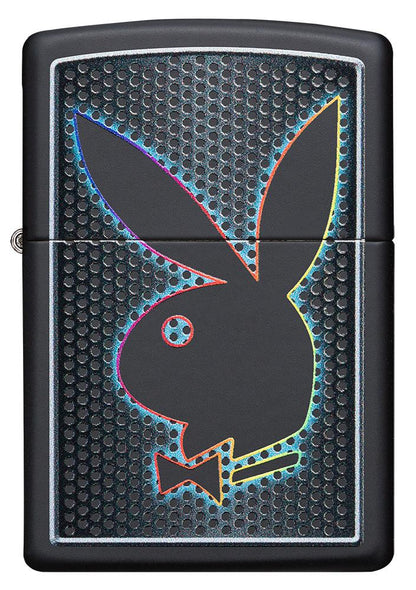Front of Playboy Black Matte windproof lighter