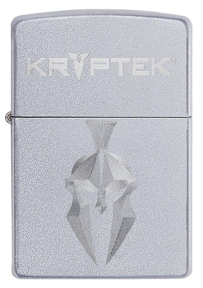 Kryptek Satin Chrome windproof lighter facing forward