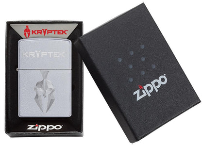 Kryptek Satin Chrome windproof lighter in packaging