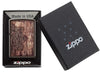 Wood Mandala Design Brown Matte Windproof Lighter in packaging