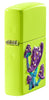 Mushroom Textured Print Neon Yellow Windproof Lighter standing at an angle, showing off the 3D texture print design