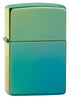 High Polish Teal windproof lighter facing forward at a 3/4 angle