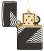 Front of 2020 Collectible of the Year windproof lighter with its lid open and lit