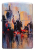 City Skyline Art Design White Matte Windproof Lighter