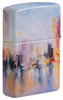 City Skyline Art Design White Matte Windproof Lighter