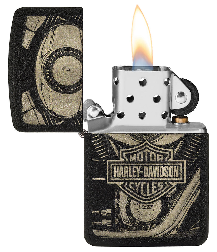 Harley-Davidson® Black Crackle Photo Image Windproof Lighter
