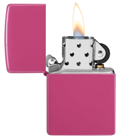 Zippo Lighter Soft Pink Frequency Basic Model Opened with Flame