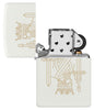 Zippo lighter matt white with double-sided laser engraving of a king with crown and sword opened without flame