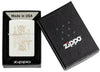 Zippo lighter matt white with double-sided laser engraving of a king with crown as well as sword in open gift box