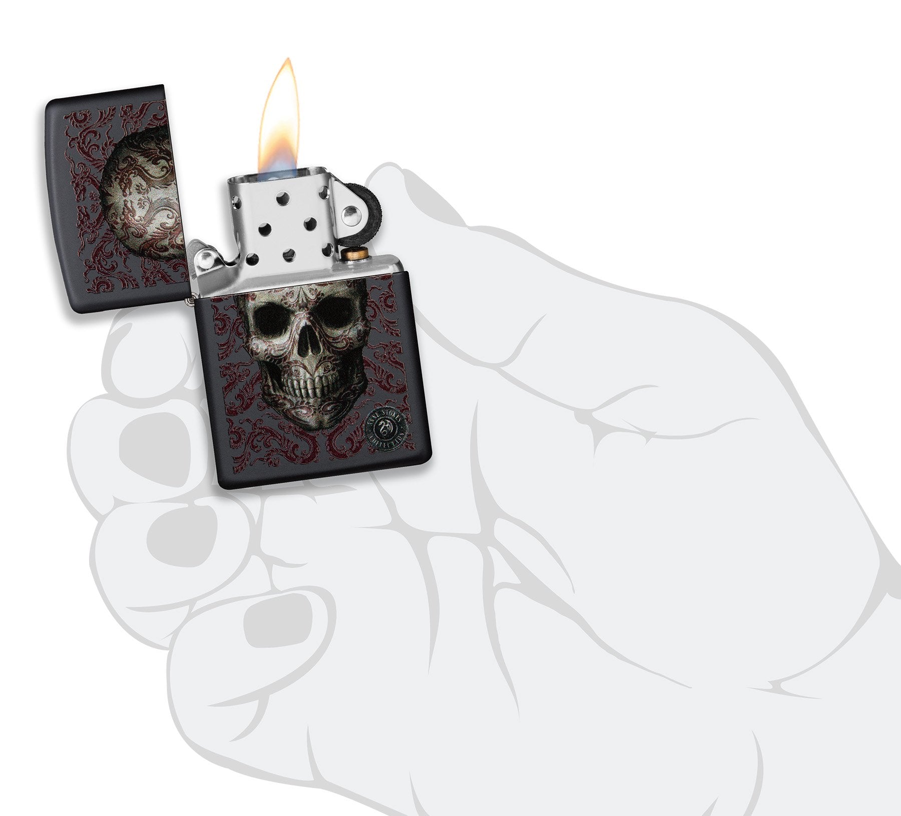 Lighter with Skull & Crossbones Design by Anne Stokes