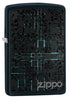 Vue de trois quarts du briquet tempête Zippo Blue Neon Design