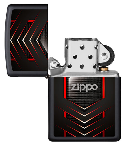 Vue de face du briquet tempête Zippo Metal Design éteint, sans flamme