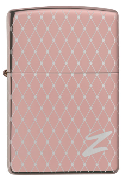  Net Pattern High Polish Rose Gold Windproof Lighter