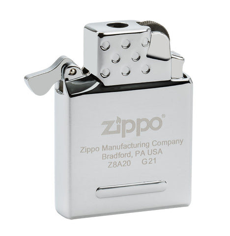 Zippo Butane Gas Insert with Yellow Flame Front View ¾ Angle