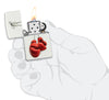 Zippo Lighter White with Red Boxing Gloves Open with Flame in Stylised Hand