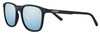 Zippo Sunglasses Front View ¾ Angle with Grey Lenses and Narrow Square Frame in Black with White Zippo Logo