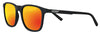Zippo Sunglasses Front View ¾ Angle With Gold-tone Lenses And Narrow Square Frame In Black With White Zippo Logo
