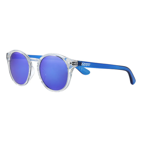 Zippo Sunglasses Front View ¾ Angle With Transparent Frame And Lenses And Temples In Blue