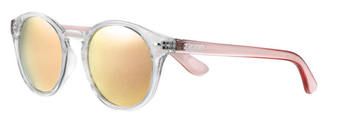 Zippo Sunglasses Front View ¾ Angle With Transparent Frame And Lenses And Temples In Pink