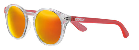 Zippo Sunglasses Front View ¾ Angle with Transparent Frame and Lenses and Temples in Orange