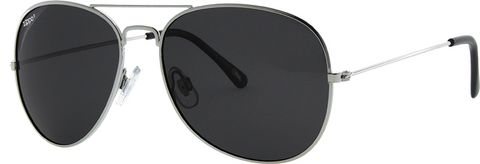 Side view of the Aviator Thirty-six Sunglasses Polarised grey frame and black lenses