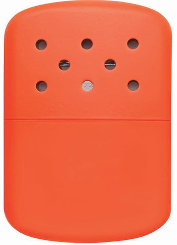 Back of 12-Hour Blaze Orange Refillable Hand Warmer